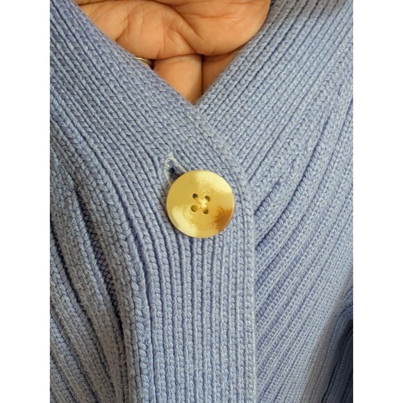 Staud Chunky Knit Cardigan Sweater Balloon Sleeve Purple Preppy Cottagecore Y2K - Picture 3 of 7